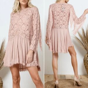 BLUE B COLLECTION 'Blessed in the 406' Bohemian Lace Fringe Dress NWT Sz L